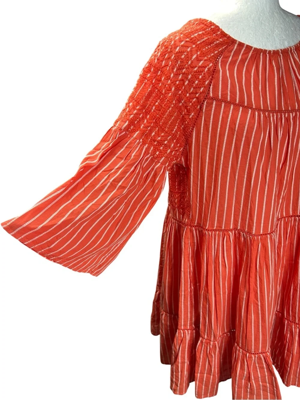 Free People Lola Embroidered Mini Dress M Boho Beachy Lightweight Flowy